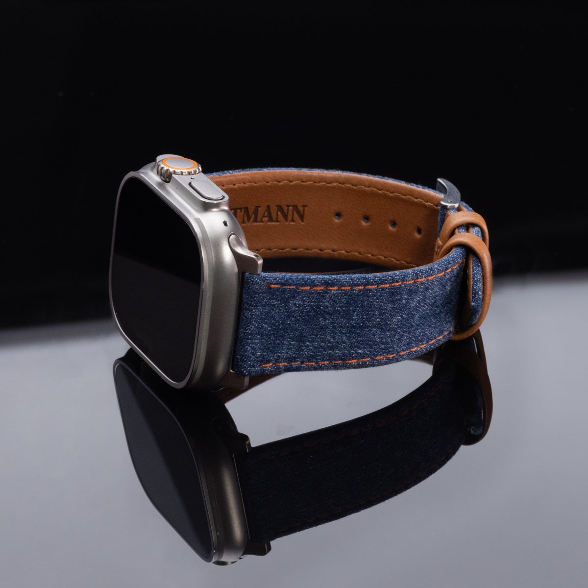 Spark*l Denim and Tan Leather Apple Watch Band il_fullxfull.4490038386_diel.jpg main image 3