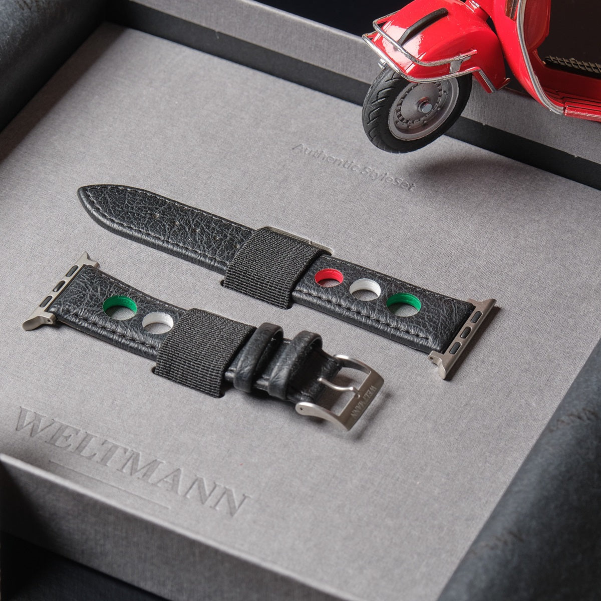 recycled Vespa band in classy box