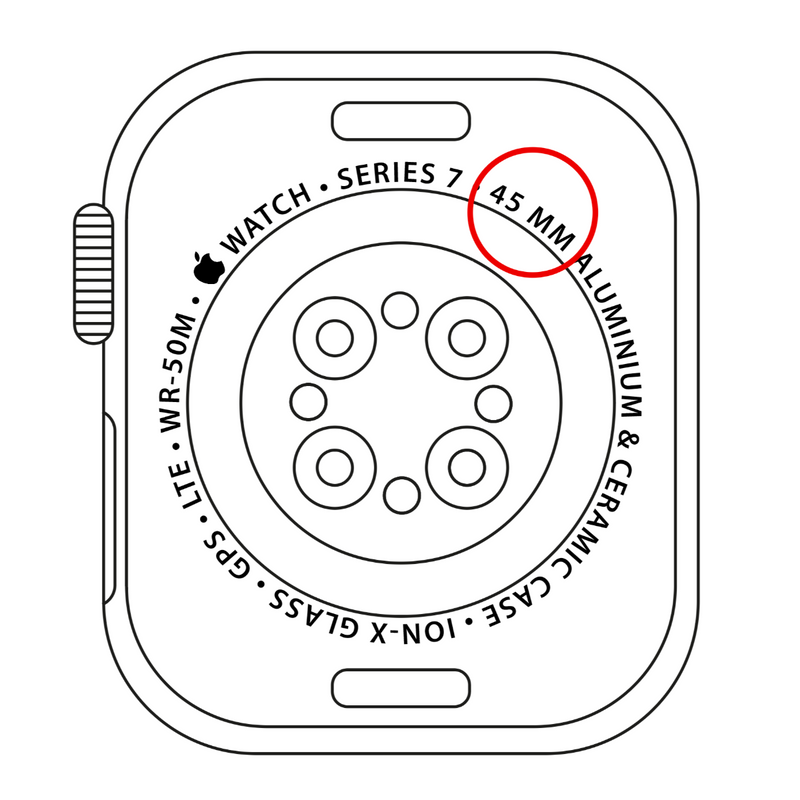 Rückseite Größe der Apple Watch mm