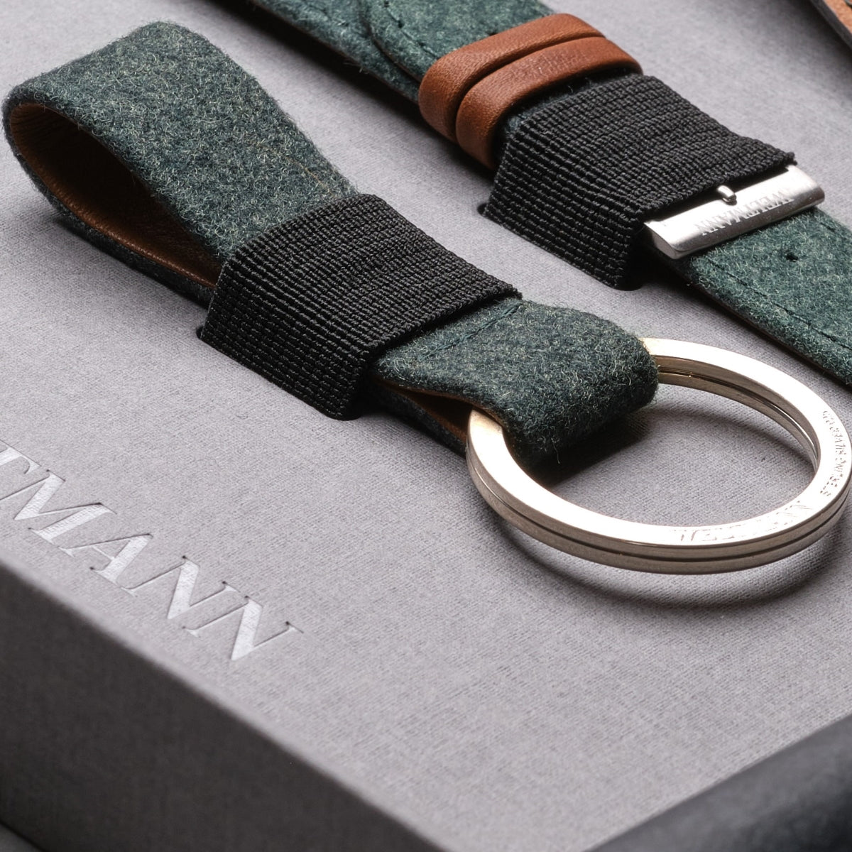 Keyring & Lucky Charm | Genuine 925 Sterling | Upcycled SWISS Military Jacket