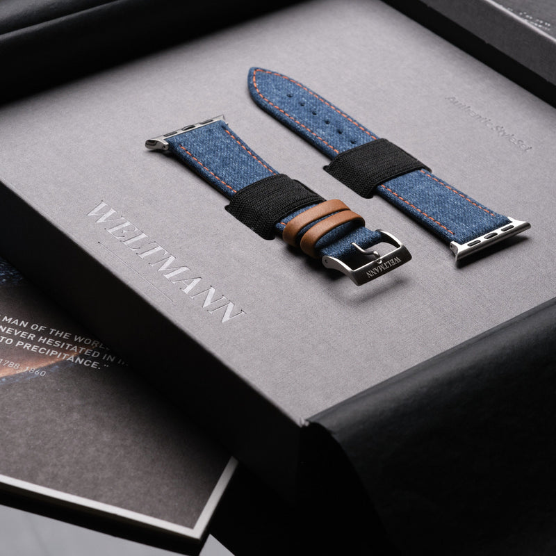 luxury Weltmann gift box denim strap for Apple Watch